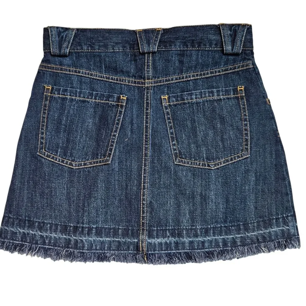 Gymboree Tea Garden Denim Skort Size 8 Blue Floral Raw Hem Vintage Y2K NWT